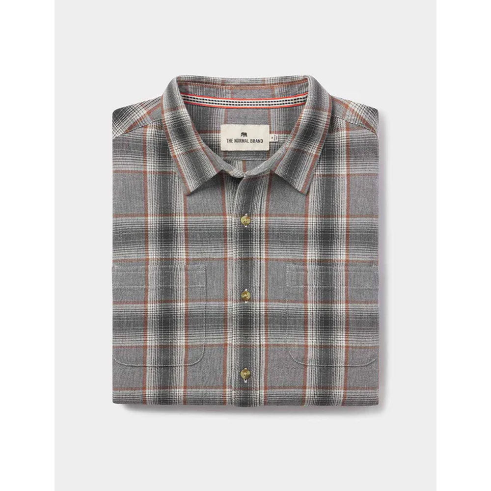 The Normal Brand Men&#39;s Jackson Button Up Shirt Grey Plaid