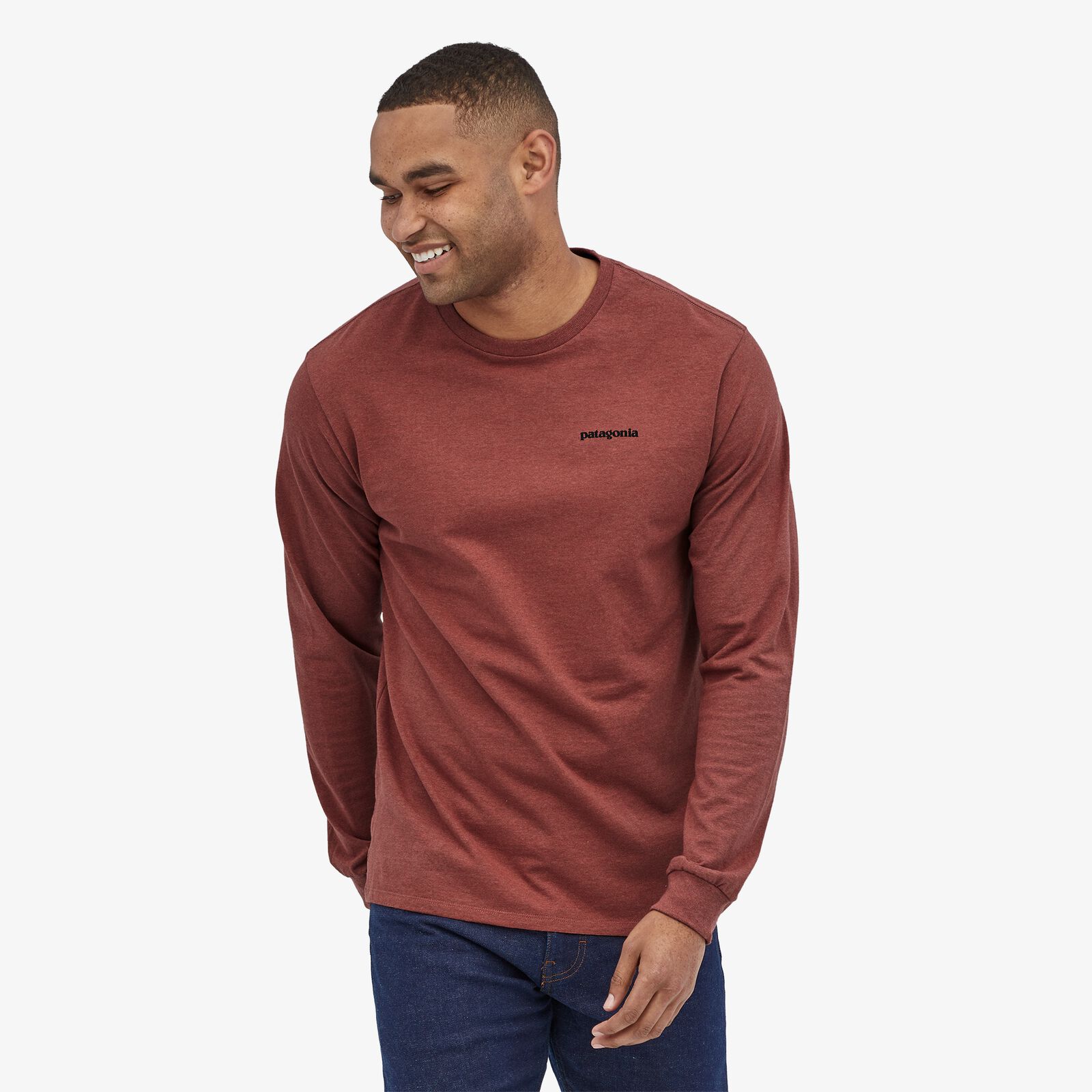 Patagonia Mens Long-Sleeved P-6 Logo Responsibili-Tee Rosehip