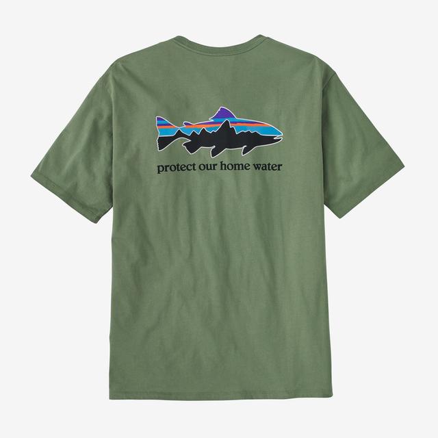 Patagonia Men&#39;s Home Water Trout Organic T-Shirt TNGR Terrain Green