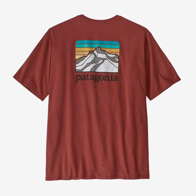 Patagonia Men&#39;s Line Logo Ridge Pullovercket Responsibili-Tee BURR Burnished Red