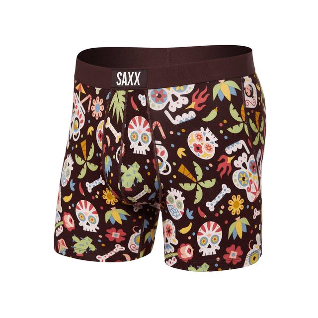 Saxx Underwear Co. Mens Vibe Super Soft Boxer Brief DDL Dia De Los uertos/Fudge / M