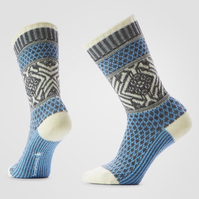 Smartwool Womens Everyday Popcorn Snowflake Pattern Crew Socks N75 Serene Blue