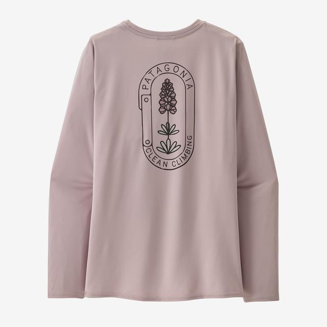 Patagonia Women's Long-Sleeved Cap Cool Daily Graphic Shirt - Lands CBPL Clean Climb Bloom: Echo Purple