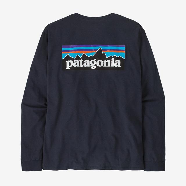 Patagonia Men&#39;s Long-Sleeved P-6 Logo Responsibili-Tee NENA New Navy