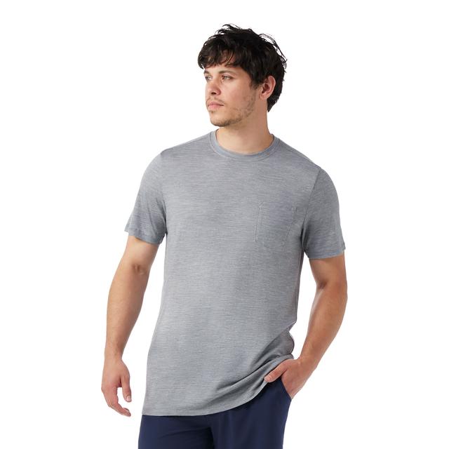 Smartwool Mens Merino Hemp Blend Pocket Tee 545 Light Gray Heather