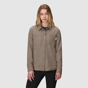 Outdoor Research Womens Feedback Flannel Twill Shirt 3104 Gravel Plaid