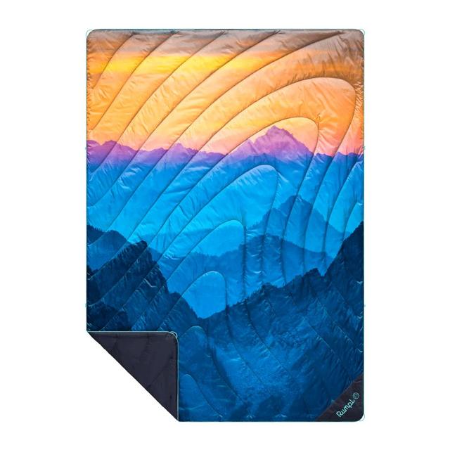 Rumpl Original Puffy Blanket - 1P Misty Peaks Mountain Scape
