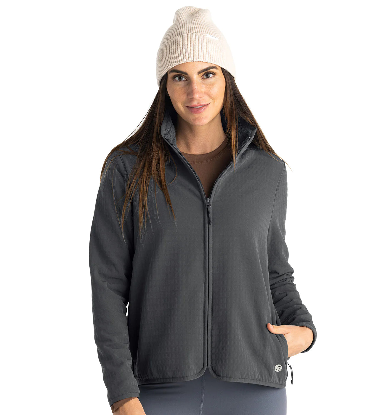 Free Fly Apparel Women's Gridback Fleece Jacket Black and / S