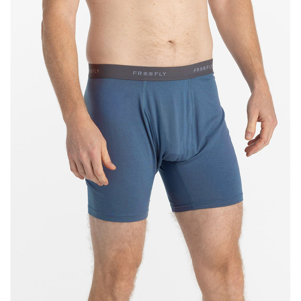 Free Fly Apparel Mens Bamboo Motion Boxer Brief Slate Blue