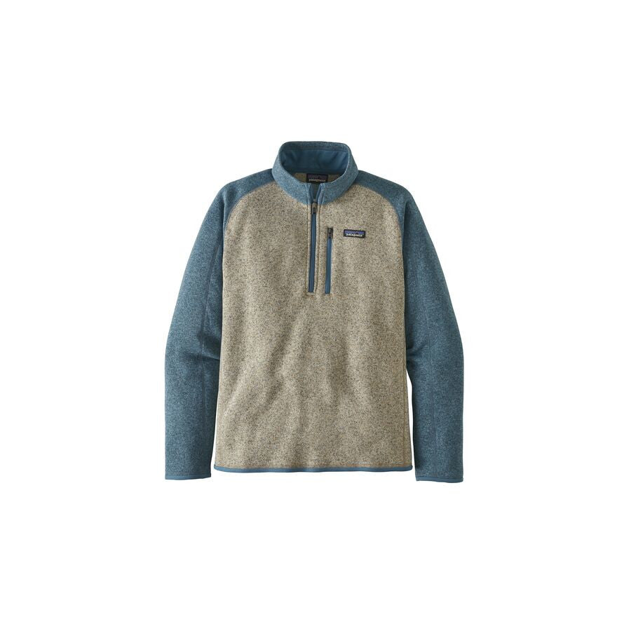 Patagonia Mens Better Sweater 1/4 Zip Bleached Stone w/Pale Khaki