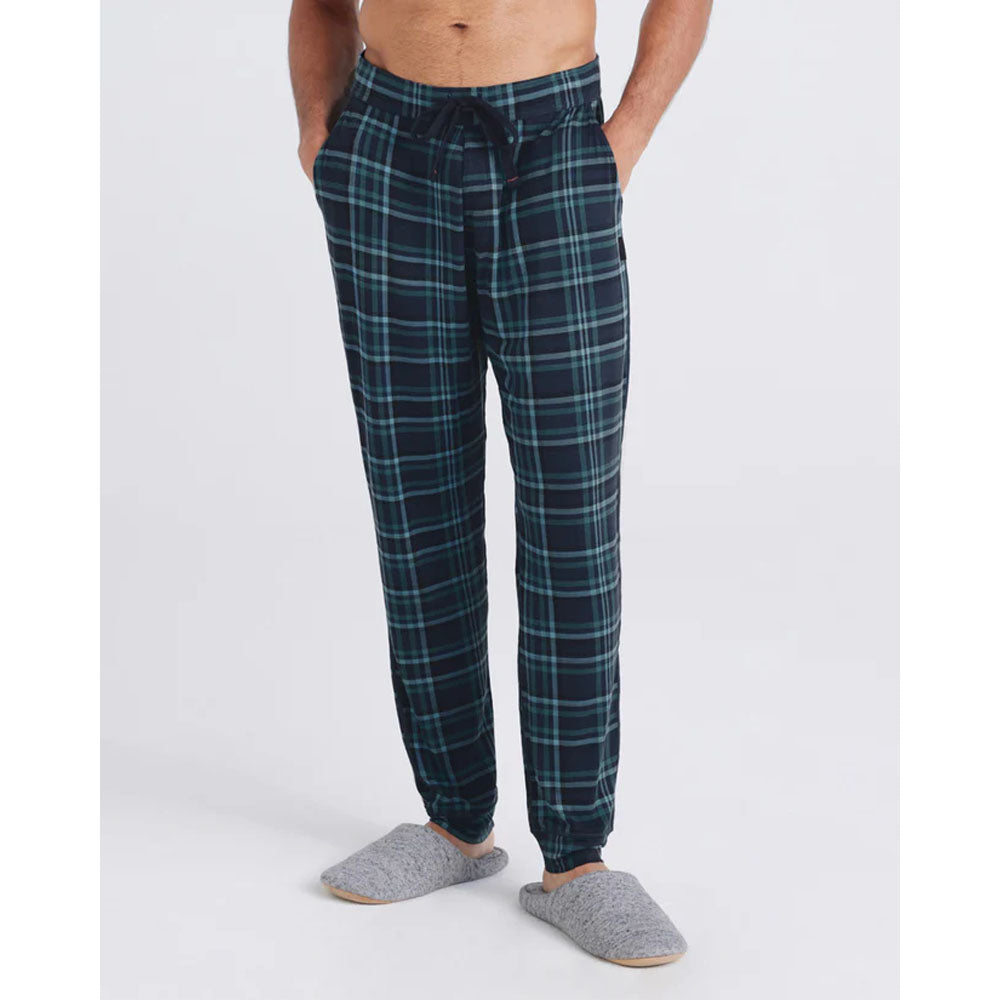 Saxx Underwear Co. Men's Snooze Pant Flannel Plaid/Dark Denim