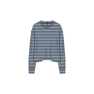 Prana Womens Cozy Up Long Sleeve Crew 405 Glacier kies Stripe / S