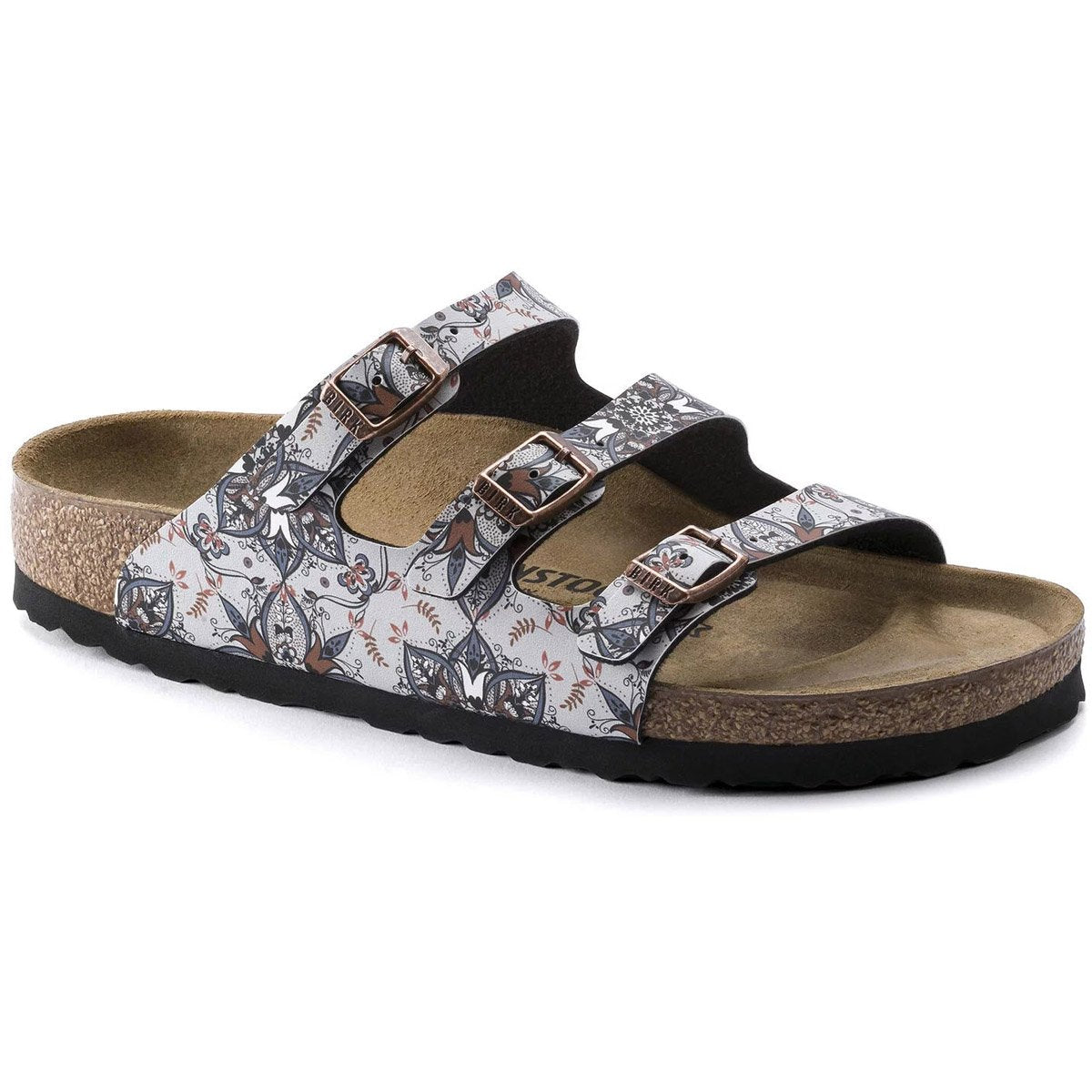 Birkenstock Women&#39;s Florida Birko-Flor Boho Flowers Navy