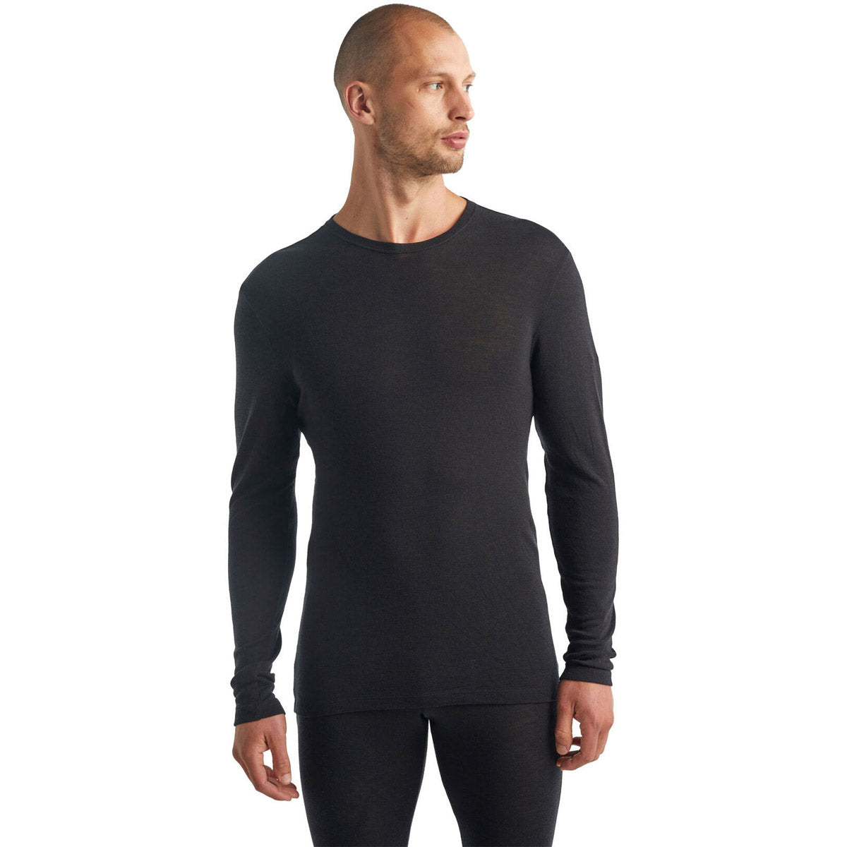Icebreaker Men's Merino 175 Everyday Long Sleeve Crewe Thermal Top Black