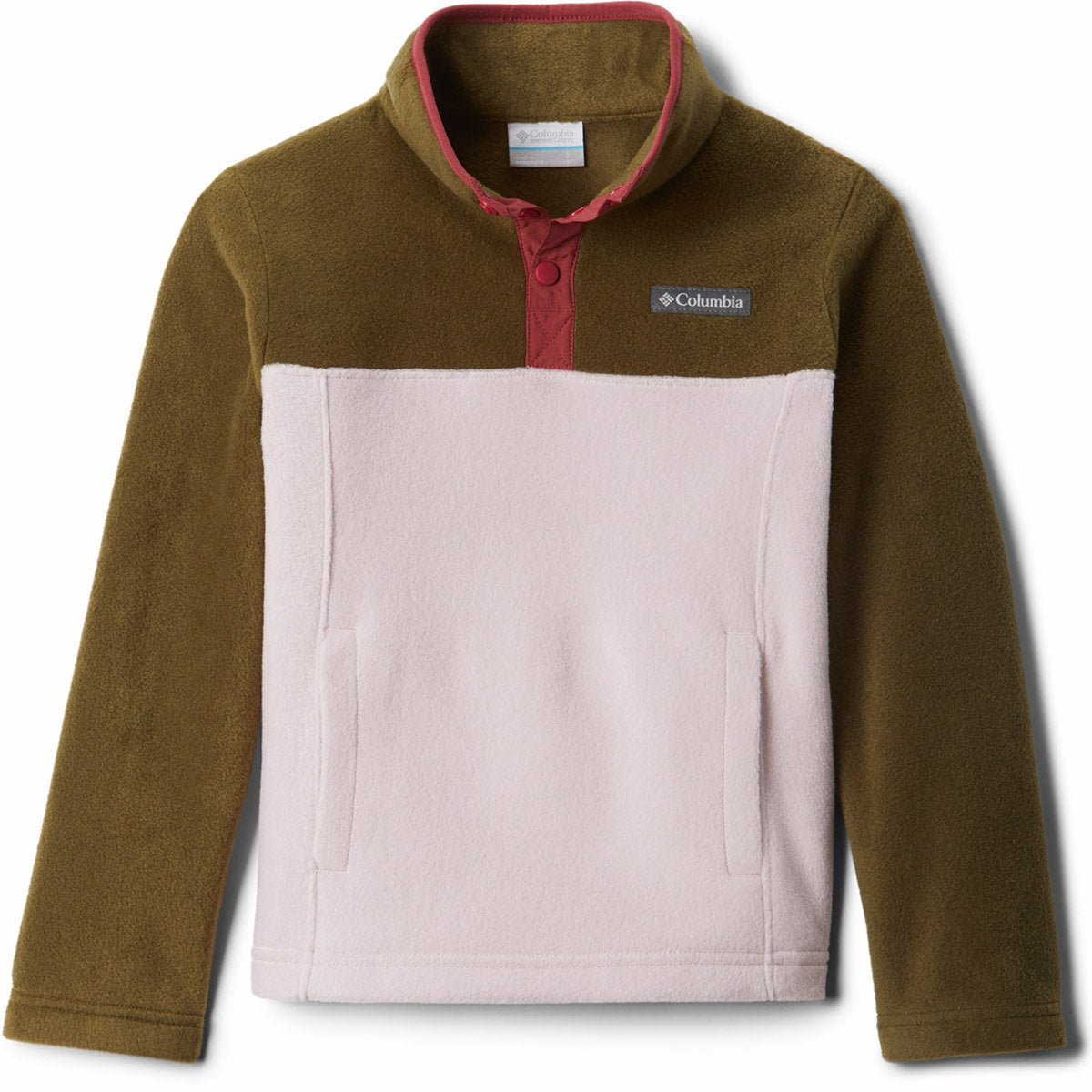 Columbia Kids' Steens Mountain 1/4 Snap Fleece Pull-Over Mineral Pink/New Olive