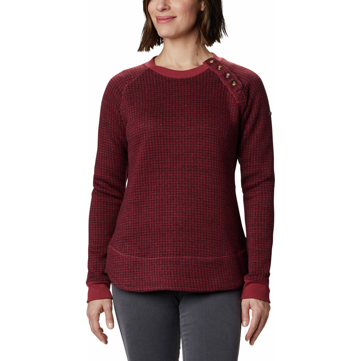 Columbia Women's Chillin Sweater Marsala Red Houndstooth