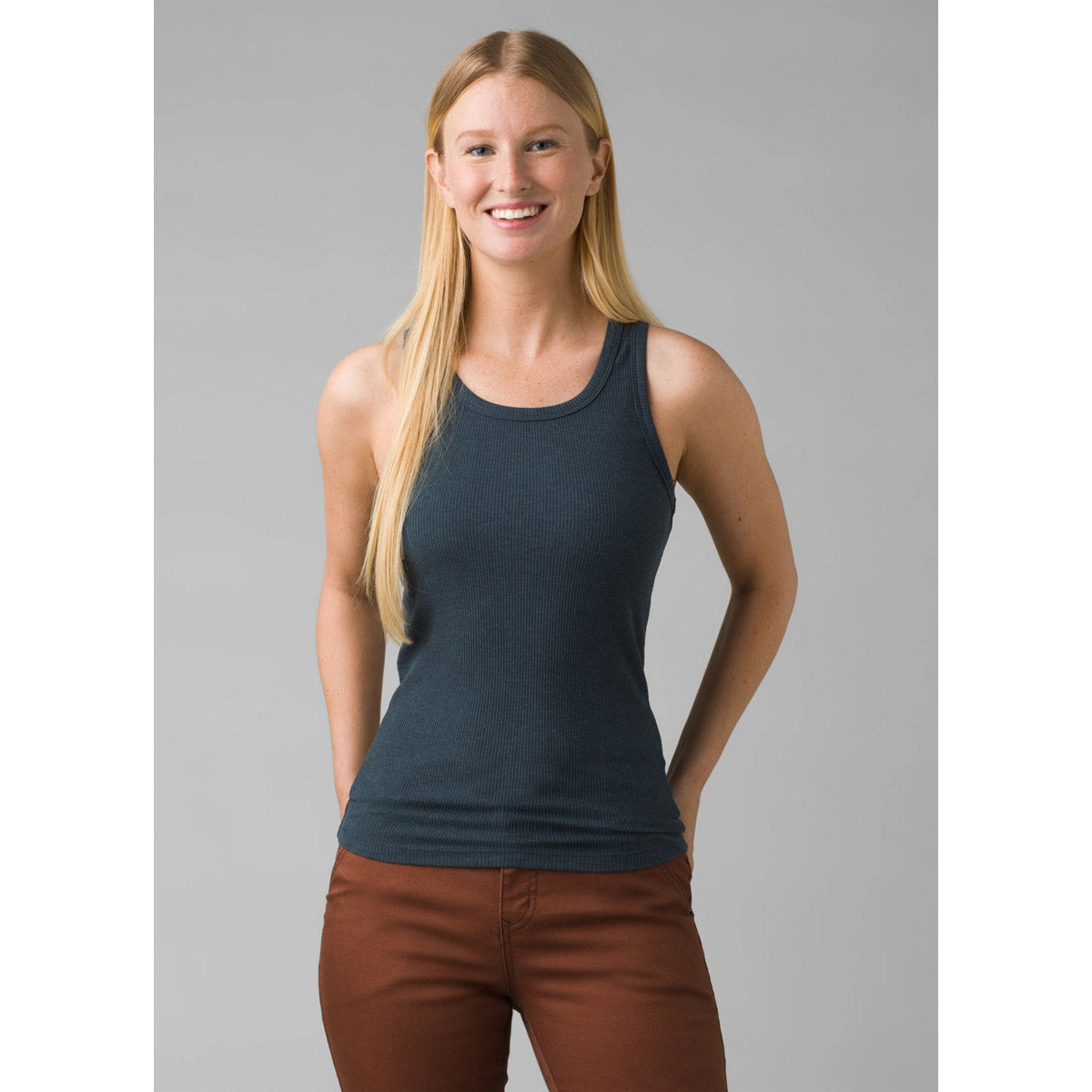 Prana Women&#39;s Foundation Rib Tank Grey Blue Heather