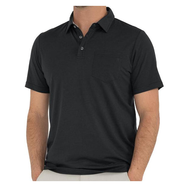 Free Fly Apparel Men's Bamboo Heritage Polo Vintage Black