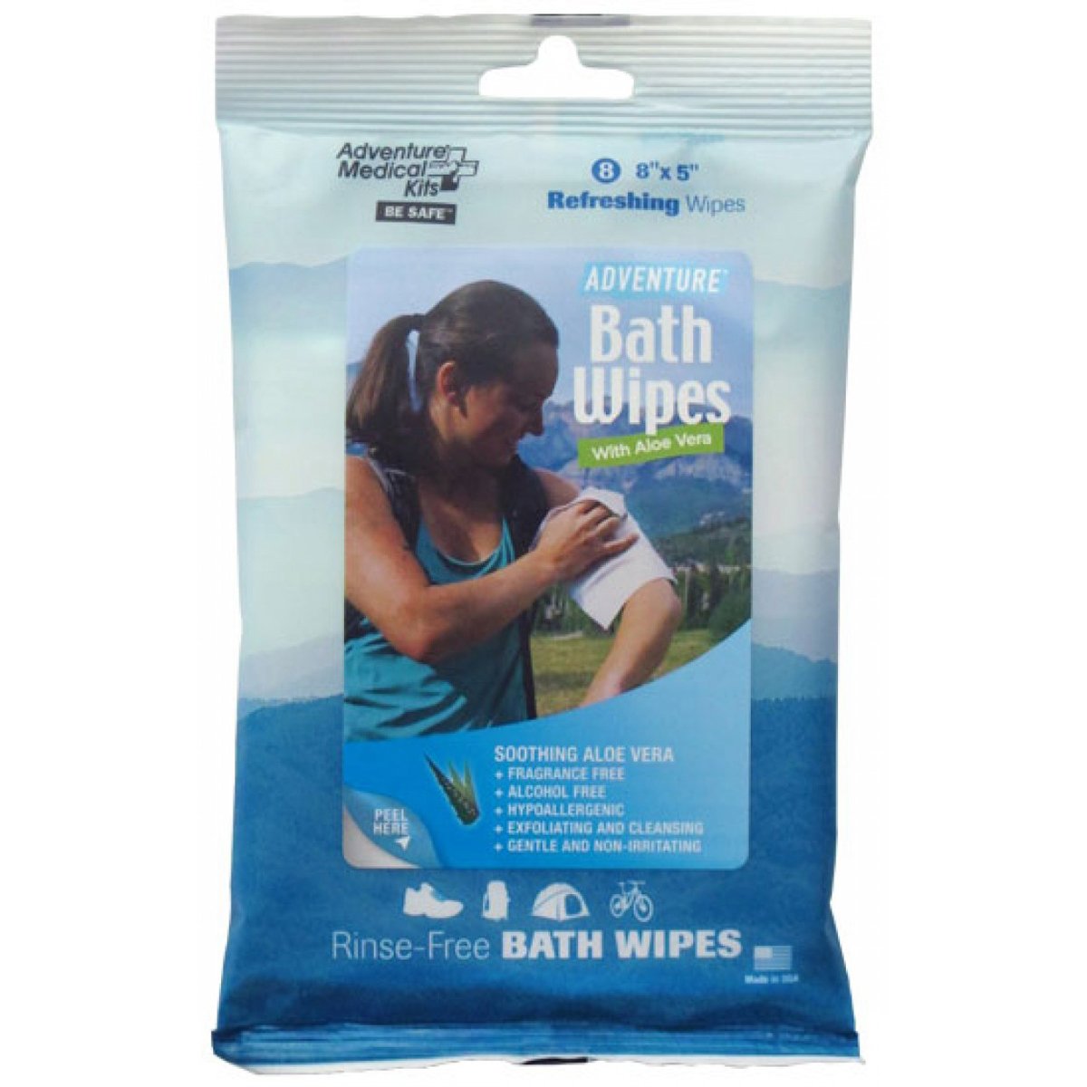 Adventure Bath Wipes - Travel Size, Pkg./8-Adventure Medical Kits-Uncle Dan&#39;s, Rock/Creek, and Gearhead Outfitters