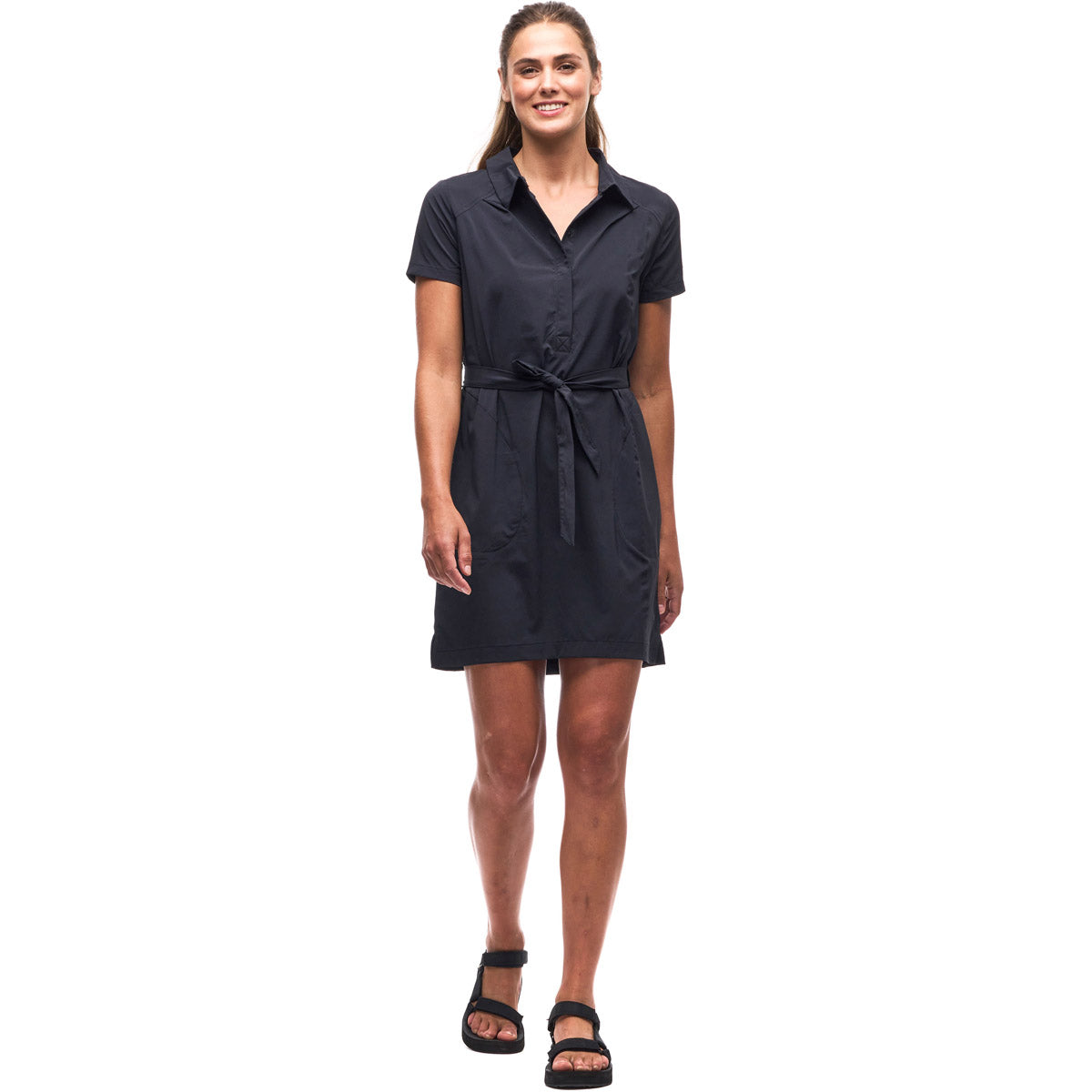 Indyeva Women&#39;s Knee Length Shirt Dress Kilim III Black