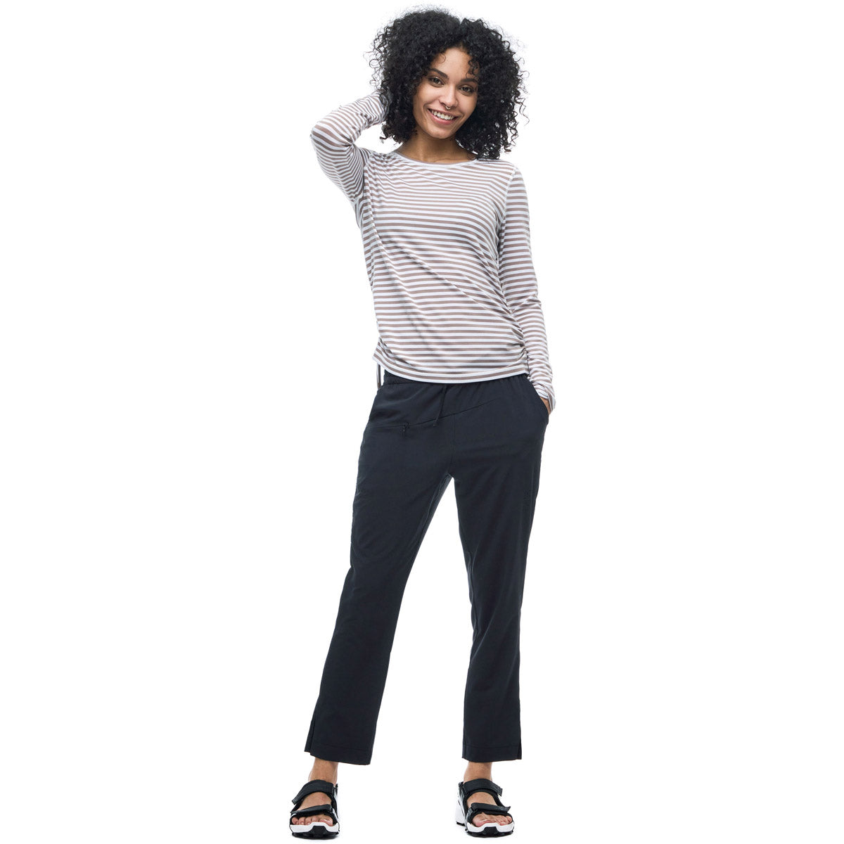 Indyeva Women's Long Sleeve Crew Neck Milgin LT II Tortilla Daisy Stripe