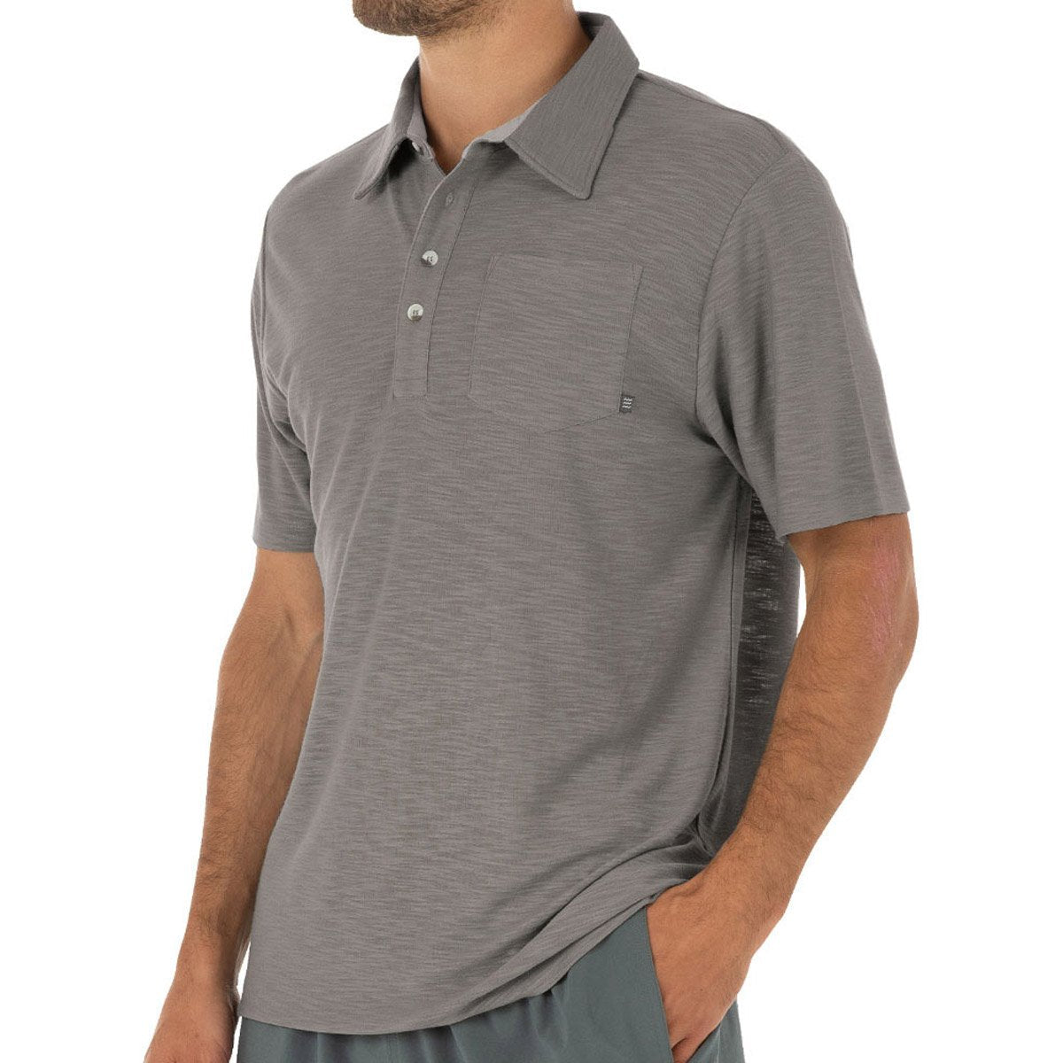 Free Fly Apparel Men&#39;s Bamboo Slub Polo Steel Grey