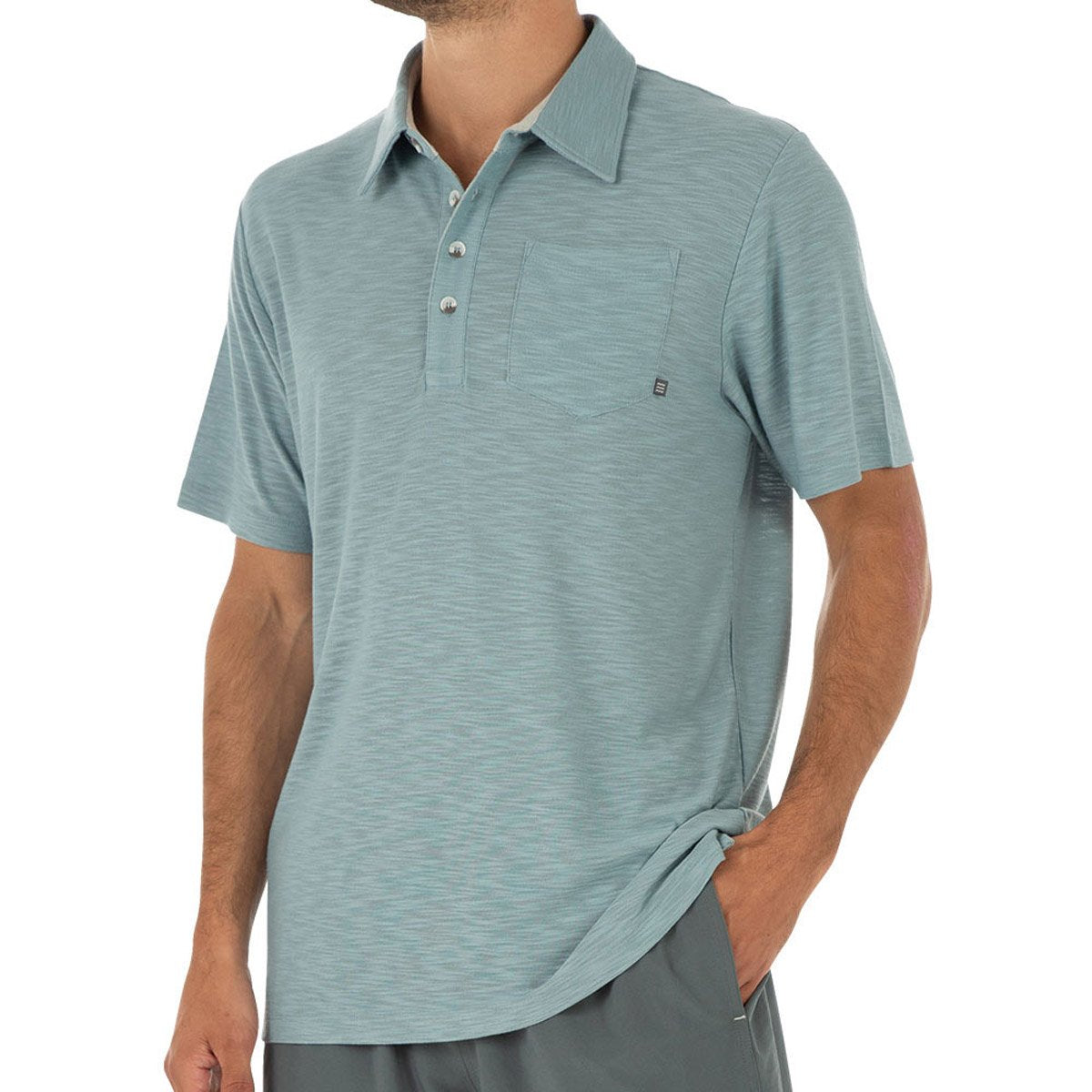 Free Fly Apparel Men&#39;s Bamboo Slub Polo Stone Blue