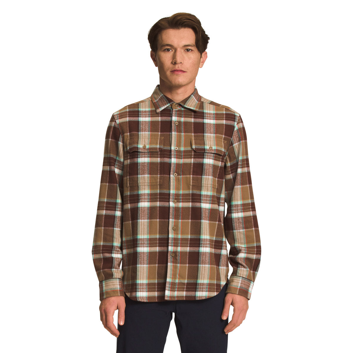 The North Face Men&#39;s Arroyo Flannel Shirt Utility Brown Large Half Dome Plaid 2