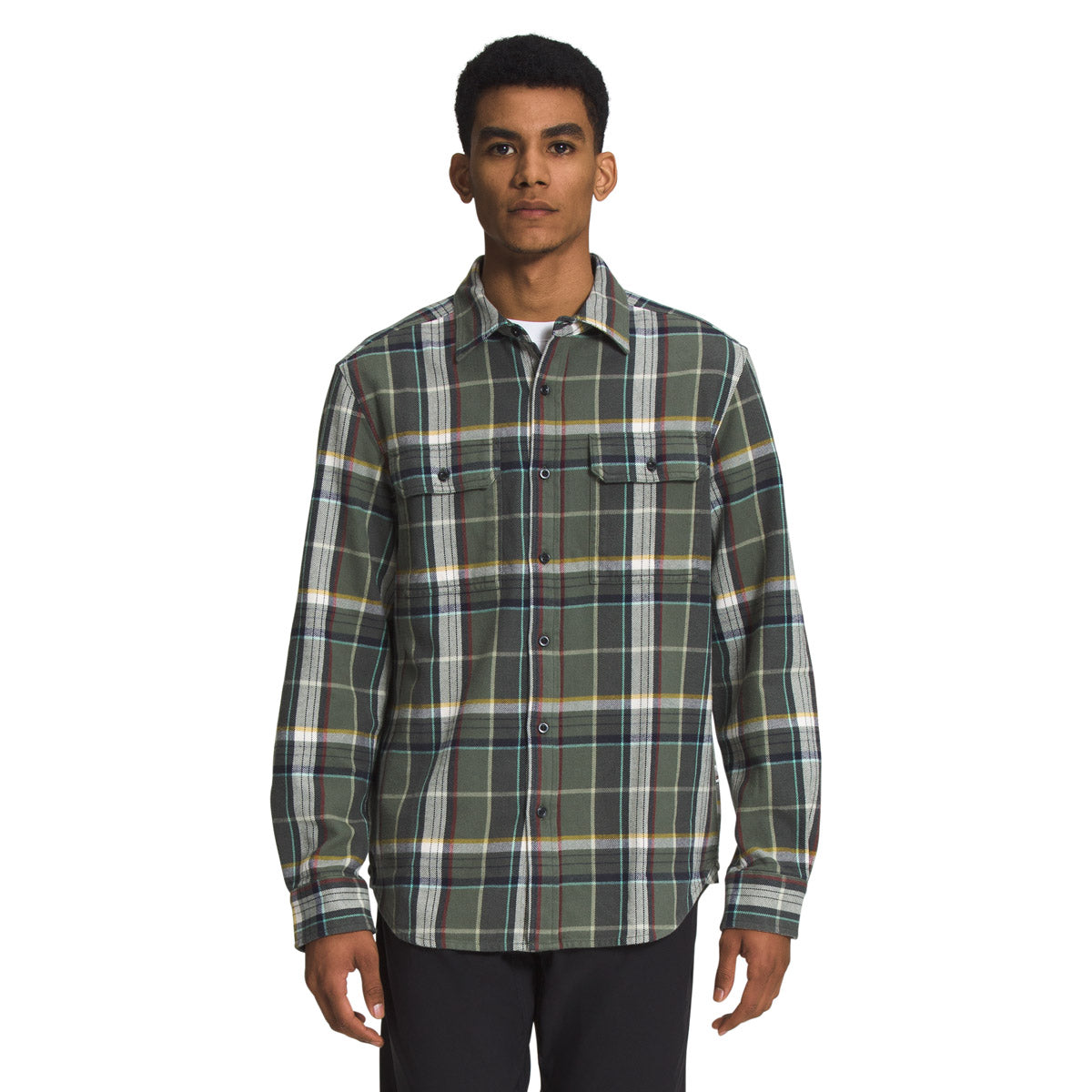 The North Face Men&#39;s Arroyo Flannel Shirt Thyme Large Half Dome Stripe 2