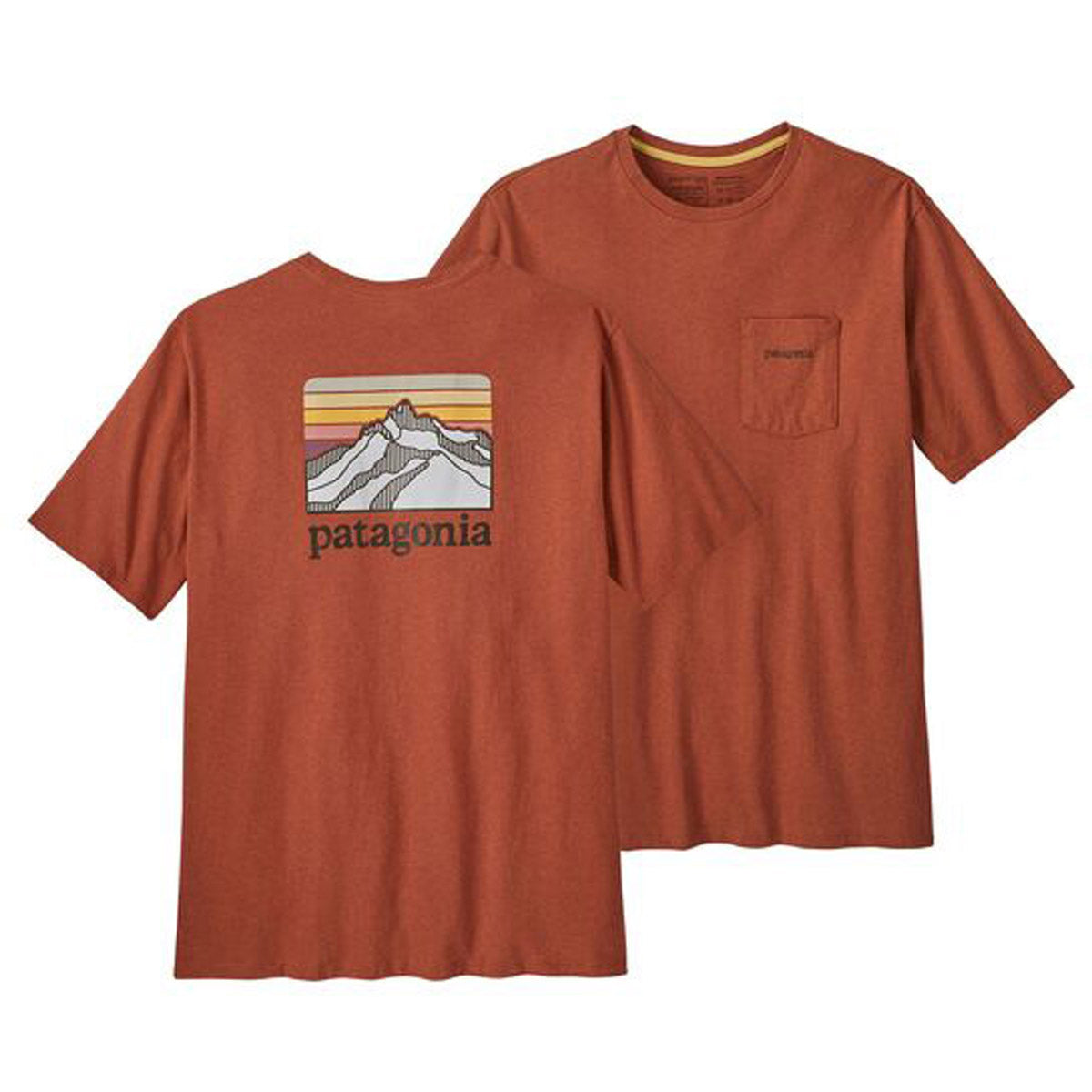 Patagonia Men's Line Logo Ridge Pullovercket Responsibili-Tee Quartz Coral