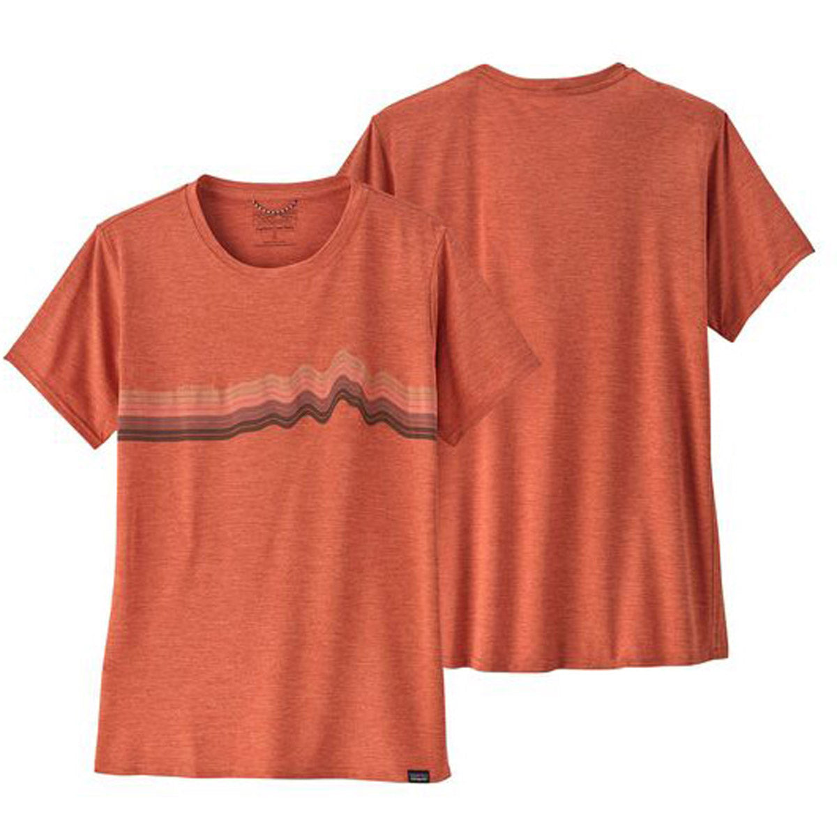 Patagonia Women's Cap Cool Daily Graphic Shirt Ridge Rise Stripe: Quartz Coral X-Dye