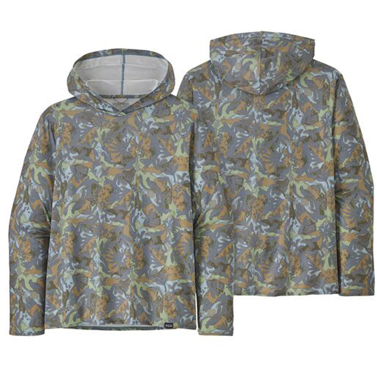 Patagonia Men&#39;s Capilene Cool Daily Graphic Hoody - Relaxed Fit Lands and Waters: Light Plume Grey