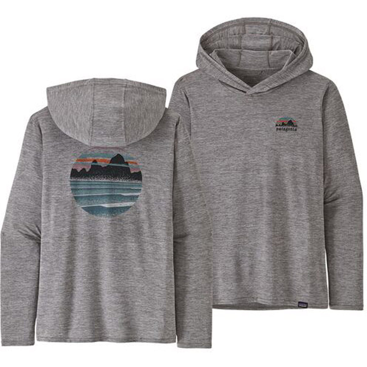 Patagonia Women&#39;s Capilene Cool Daily Graphic Hoody kyline Stencil: Feather Grey / S