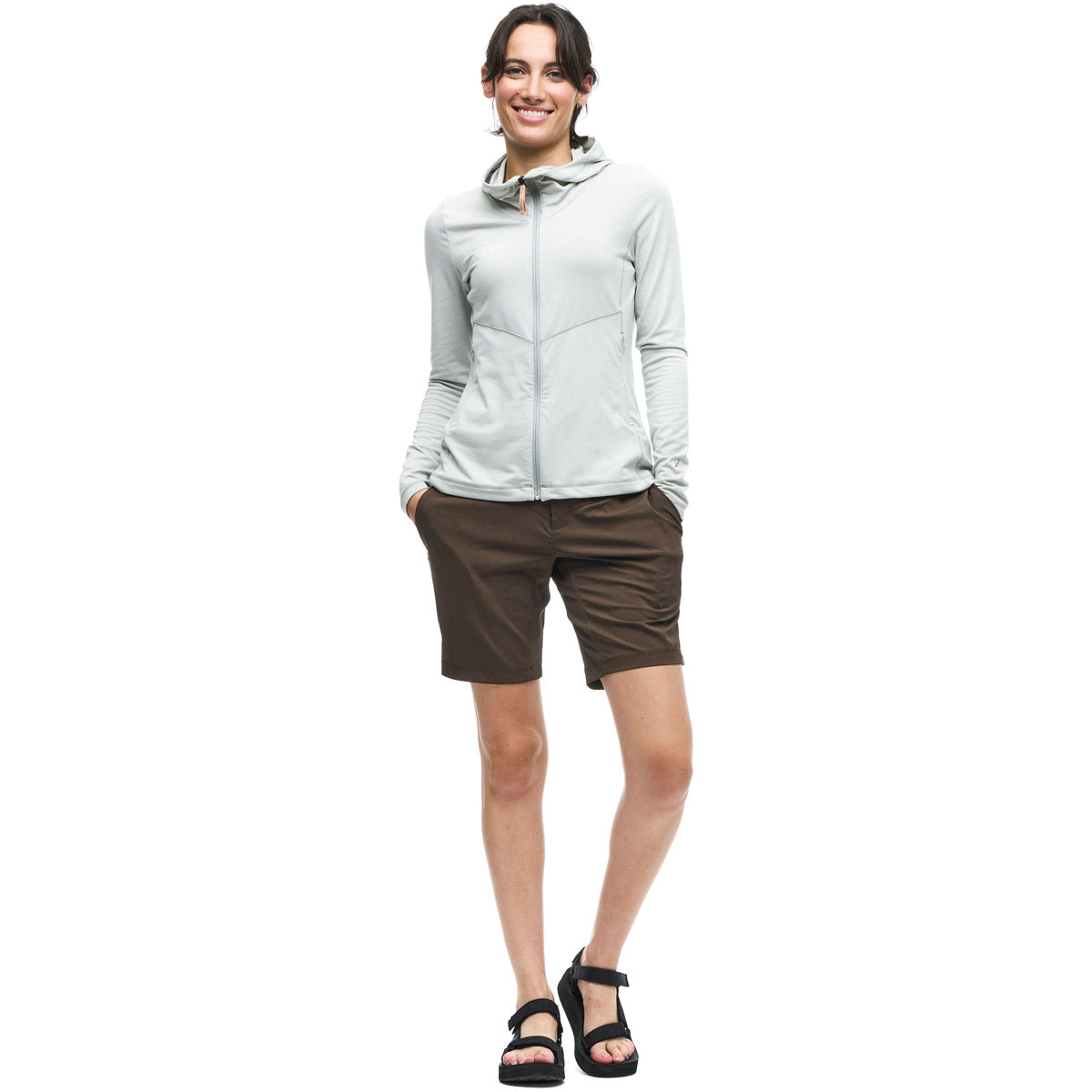 Indyeva Women's Long Sleeve Hooded Zip Up Secco Avocado