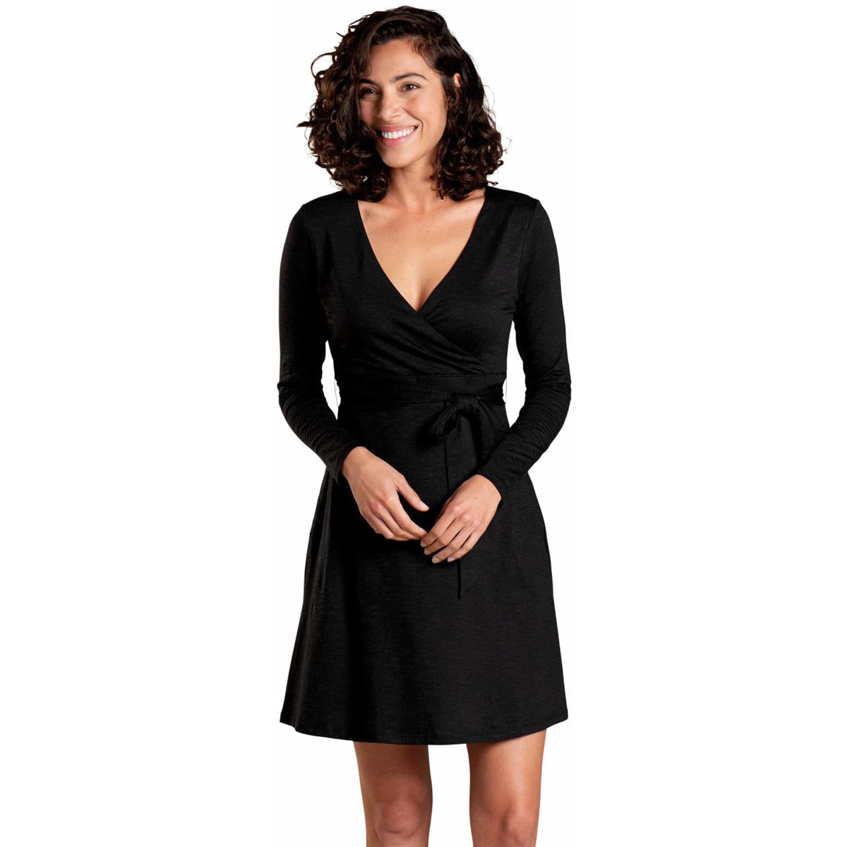 Toad&amp;Co. Women&#39;s Cue Wrap Long Sleeve Dress Black