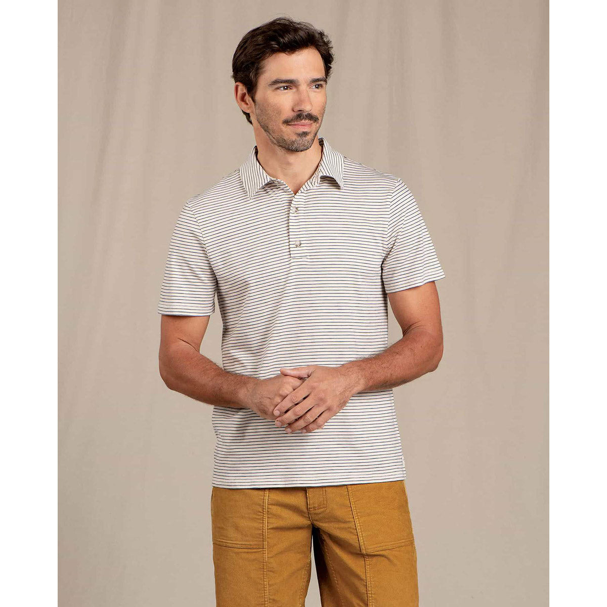 Toad&amp;Co. Men&#39;s Tempo Short Sleeve Polo Salt Stripe