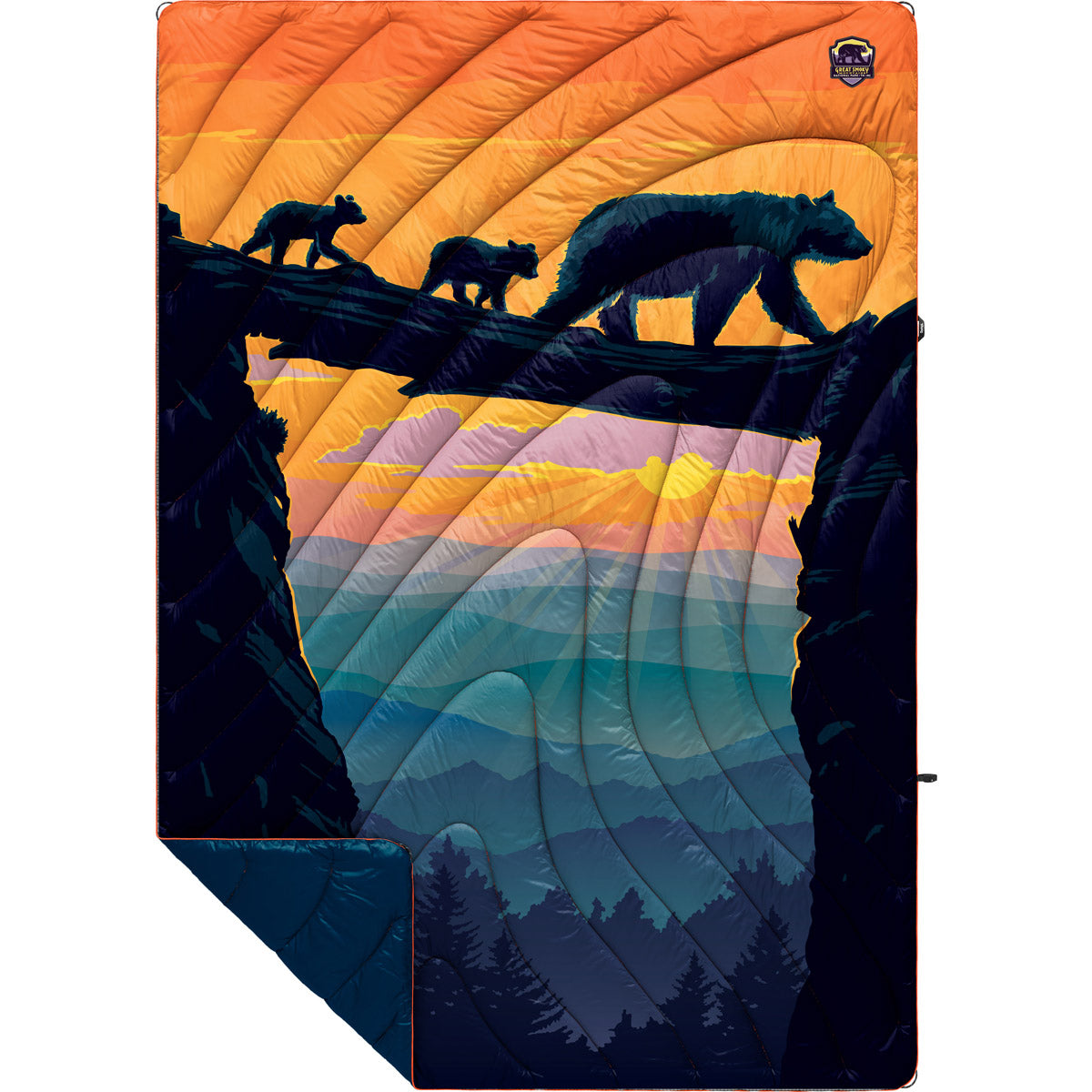 Rumpl Original Puffy Blanket - Printed 1-Person Great Smoky National Park - Bear Crossing