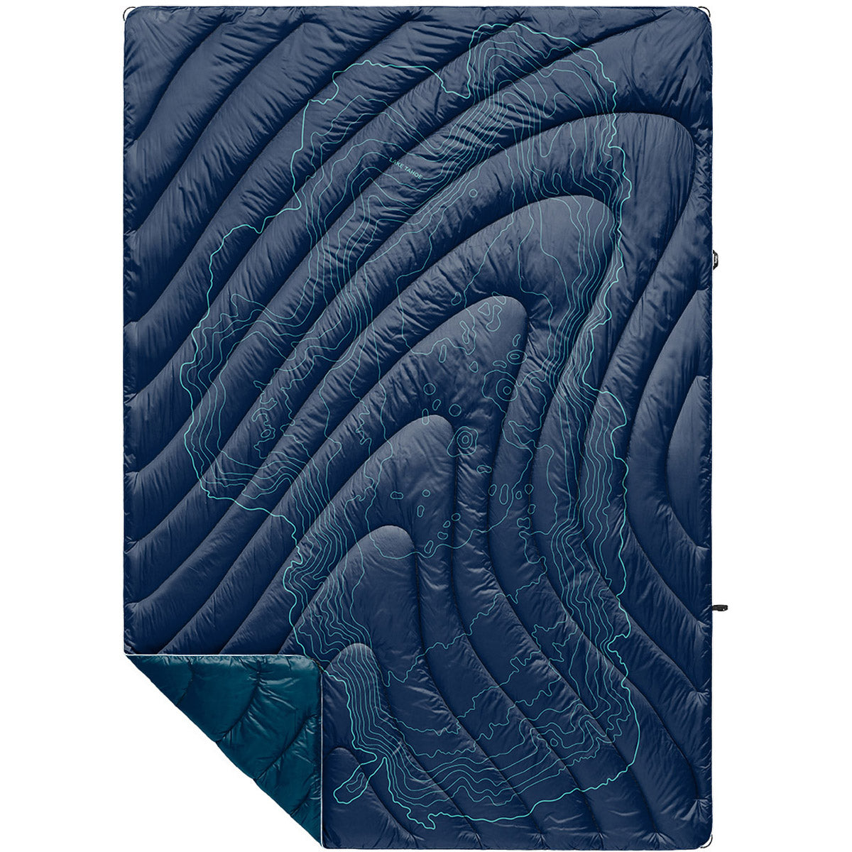 Rumpl Original Puffy Blanket - Printed 1-Person Lake Tahoe-Navy/Calypso