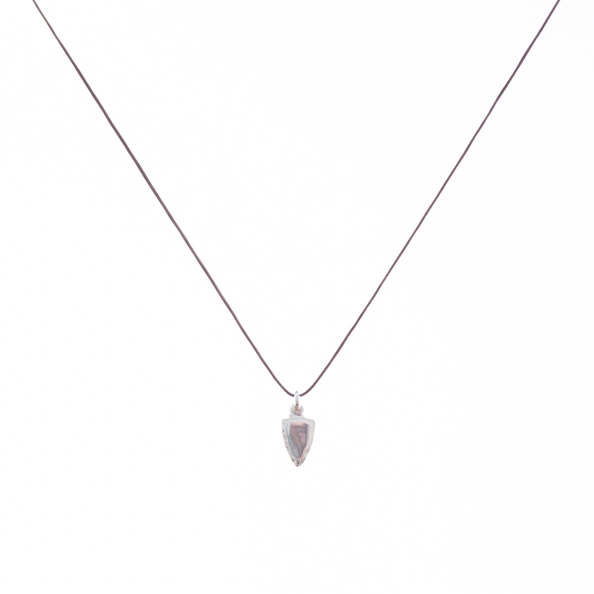 Bronwen Tiny Charm Necklace - 16" Arrowhead - Taupe/Silver