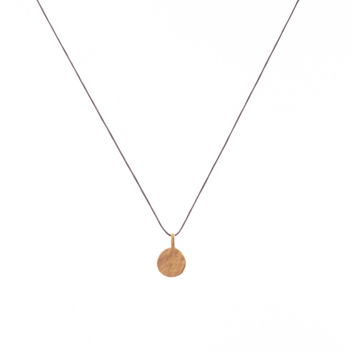 Bronwen Tiny Charm Necklace - 16" Disc - Taupe/Gold