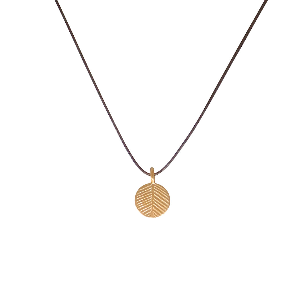 Bronwen Tiny Charm Necklace - 16" Palm Leaf - Taupe/Gold