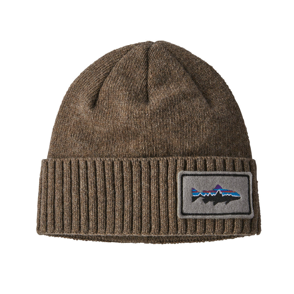 Patagonia Brodeo Beanie Fitz Roy Trout Patch: Ash Tan