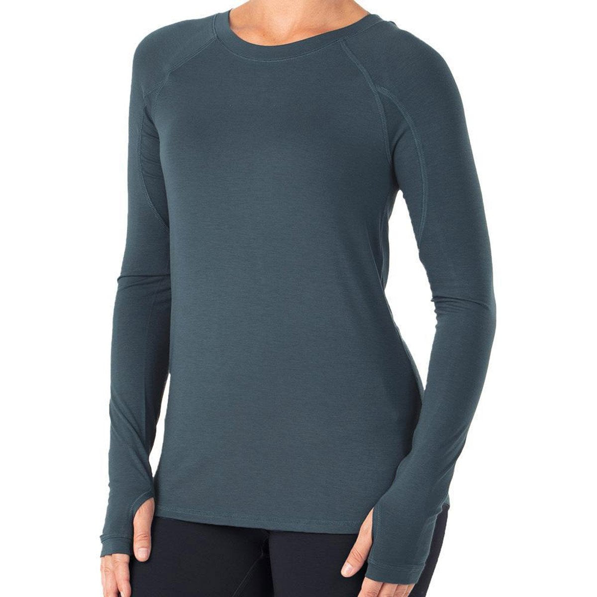 Free Fly Apparel Women&#39;s Bamboo Midweight Long Sleeve Blue Dusk