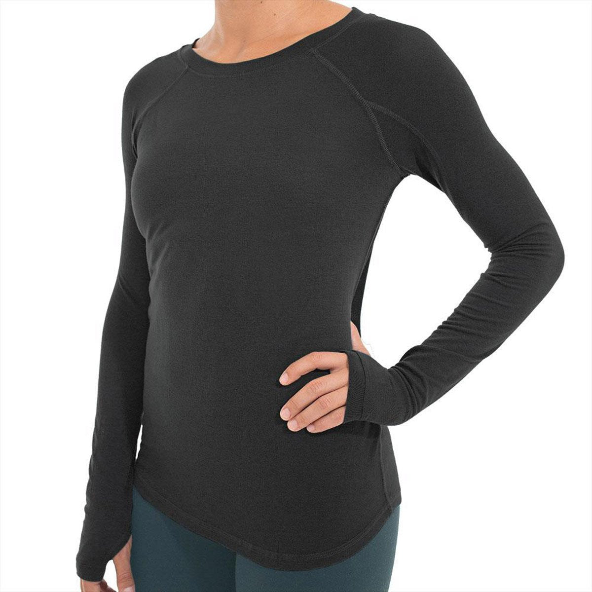 Free Fly Apparel Women&#39;s Bamboo Midweight Long Sleeve Heather Black