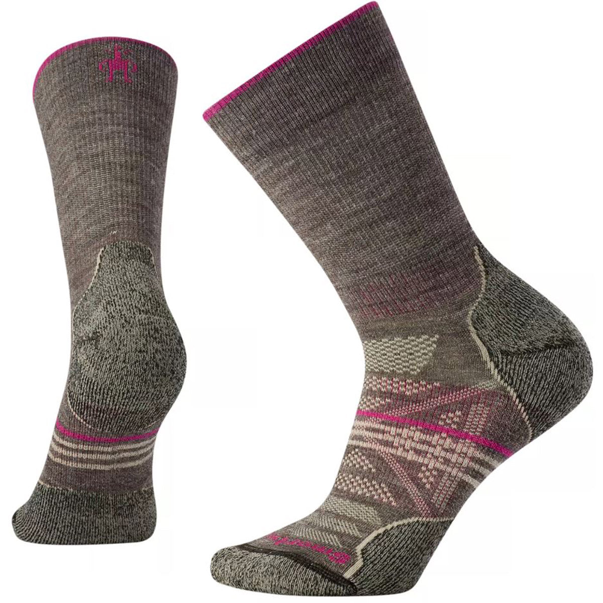 Smartwool Women&#39;s PhD Outdoor Light Hiking Crew Socks Taupe