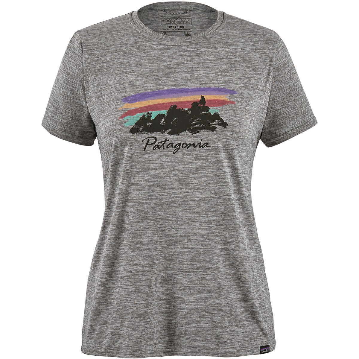 Patagonia Women's Cap Cool Daily Graphic Shirt Free Hand Fitz Roy: Feather Grey