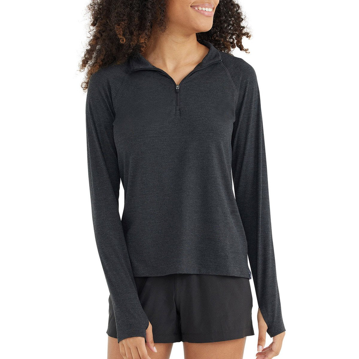 Women&#39;s Bamboo Flex Quarter Zip-Free Fly-Heather Black-S-Uncle Dan&#39;s, Rock/Creek, and Gearhead Outfitters