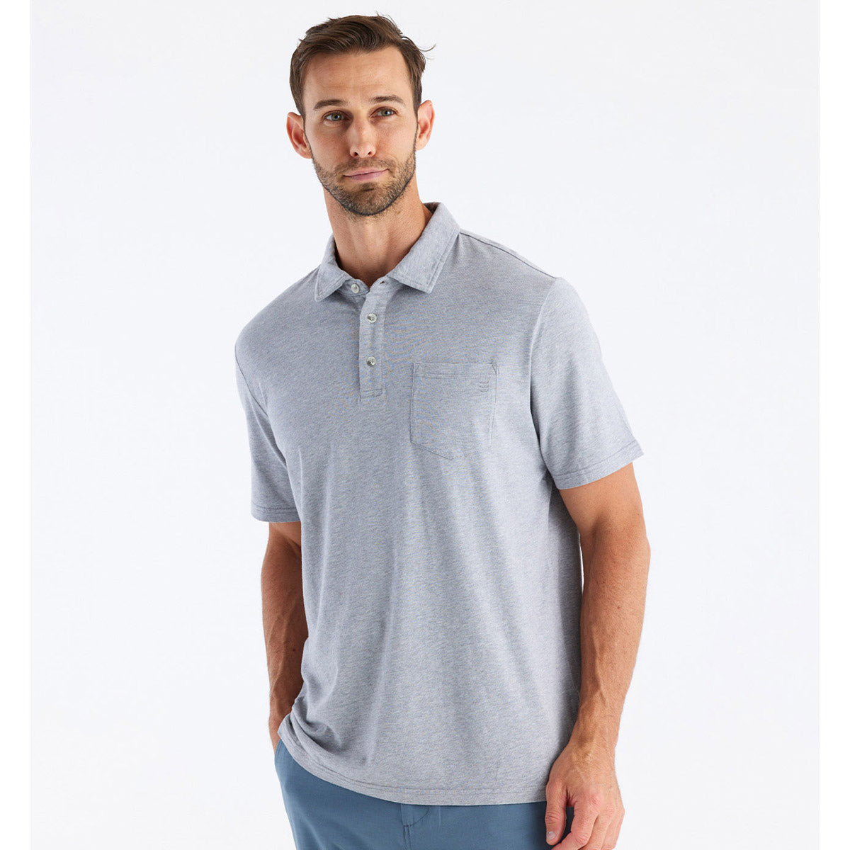 Free Fly Apparel Men&#39;s Bamboo Heritage Polo Light Heather Grey