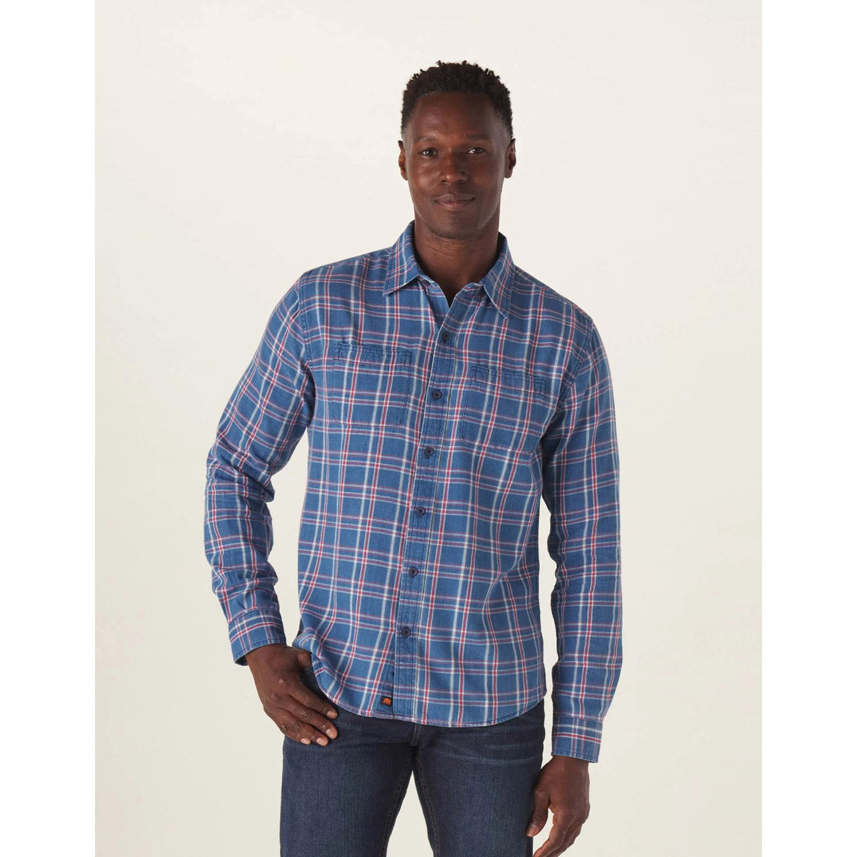The Normal Brand Men&#39;s Jackson Button Up Shirt Blue Plaid